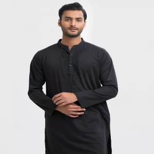 Black Blended Semi Fit Panjabi